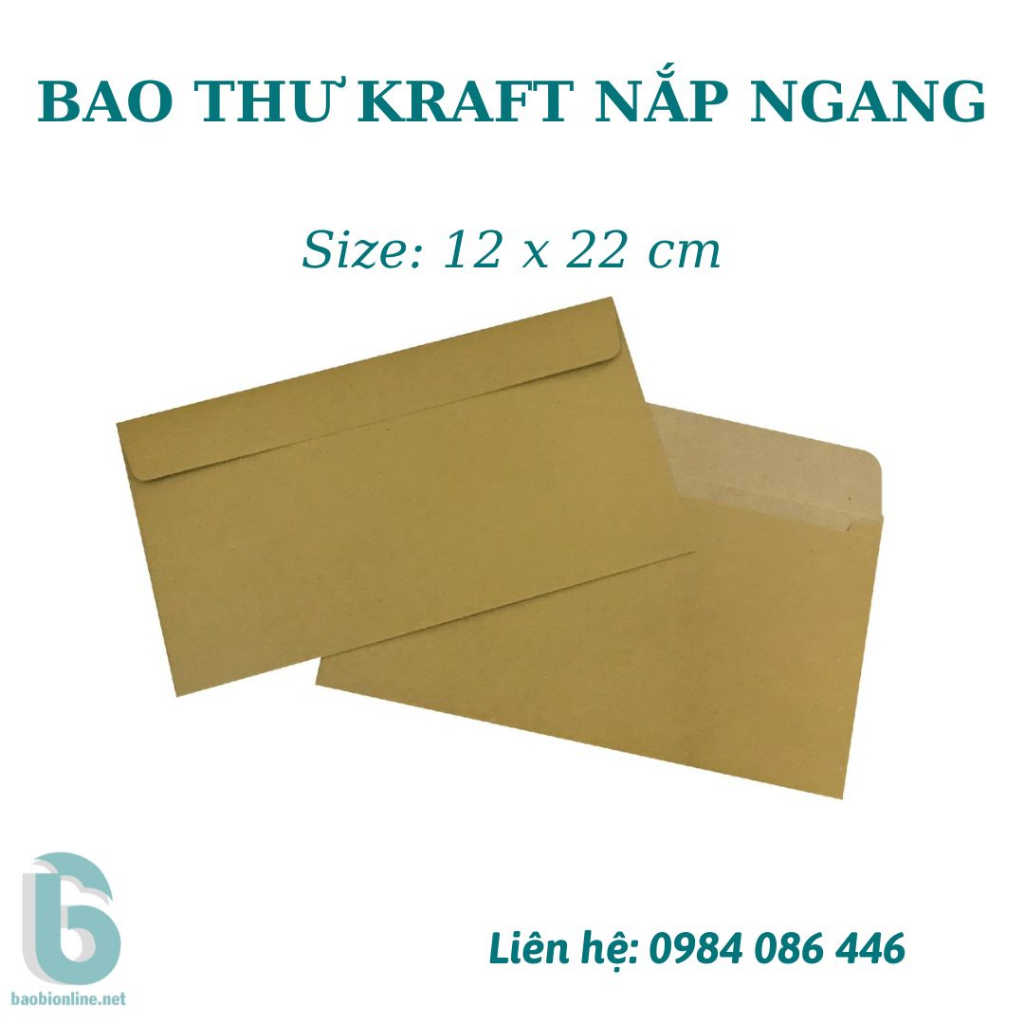 BAO THƯ KRAFT VIỆT KHÔNG IN NẮP NGANG 12X22 CM - BAOBIONLINE