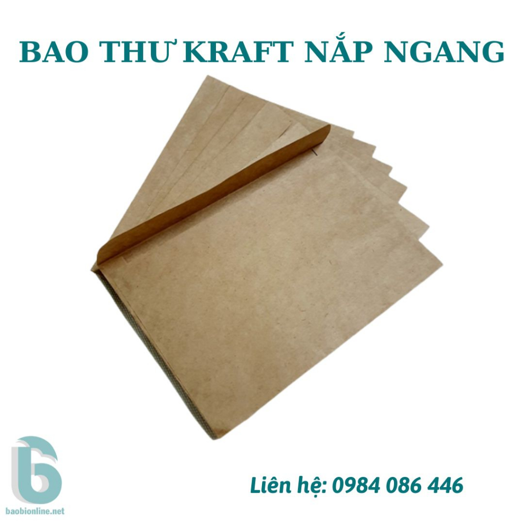 BAO THƯ KRAFT VIỆT KHÔNG IN NẮP NGANG 12X22 CM - BAOBIONLINE