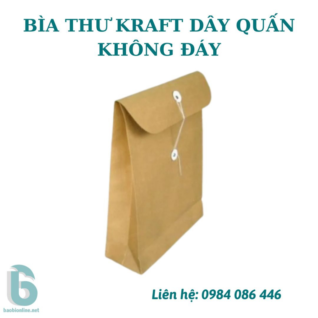 1 CÁI BAO THƯ KRAFT VIỆT KHÔNG IN A4 ĐỰNG HỒ SƠ CÓ DÂY QUẤN  - BAOBIONLINE