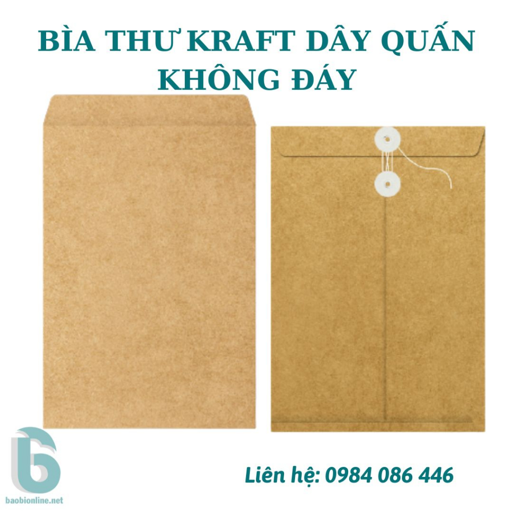 1 CÁI BAO THƯ KRAFT VIỆT KHÔNG IN A4 ĐỰNG HỒ SƠ CÓ DÂY QUẤN  - BAOBIONLINE
