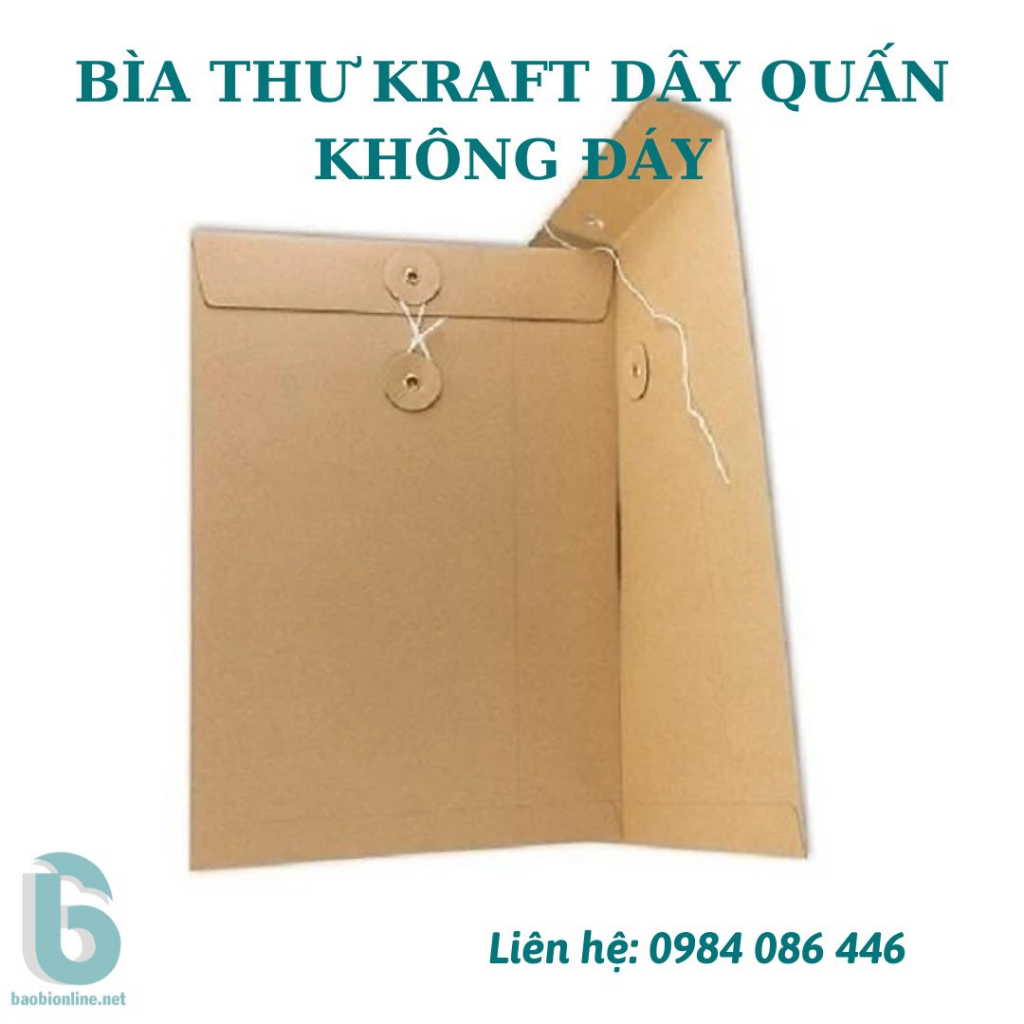 1 CÁI BAO THƯ KRAFT VIỆT KHÔNG IN A4 ĐỰNG HỒ SƠ CÓ DÂY QUẤN  - BAOBIONLINE