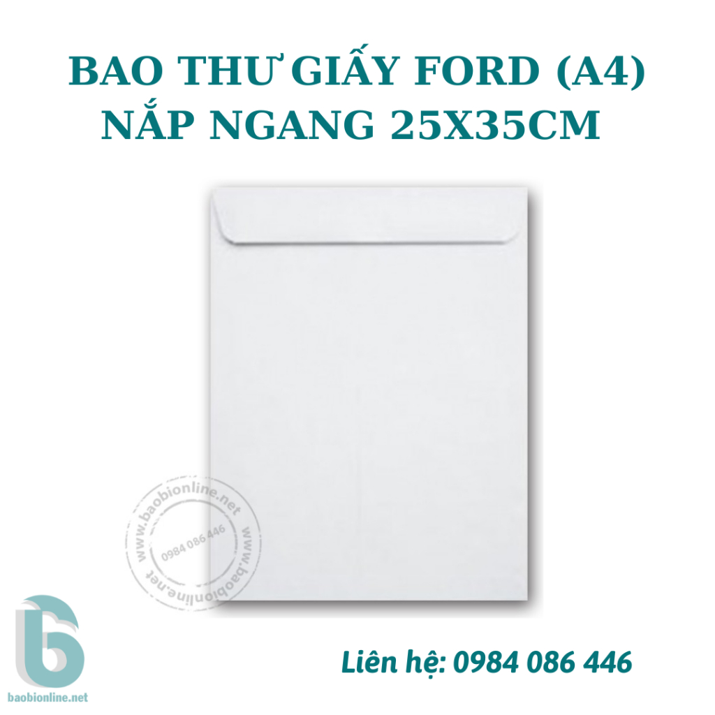100 BAO THƯ (A4) TRẮNG GIẤY FORT 80/100/120GSM NẮP NGANG 25x35CM CÓ SẴN - BAOBIONLINE