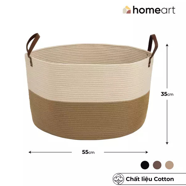 Giỏ Đan Cotton Homeart Eino Có Tay Cầm