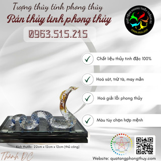 Tượng Rắn thủy tinh phong thủy 12 con giáp quà tặng phong thủy  trang trí, trưng bày phòng khách, kích tài lộc, may mắn