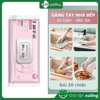 Hộp 30 đôi găng tay cao su làm bếp không mùi sử dụng nhiều lần siêu dai khó rách tiện dụng, đa năng