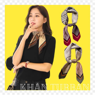 Khăn turban lụa vuông cao cấp choàng cổ size 70x70cm thanh lịch đa năng dùng làm áo yếm in hình trừu tượng