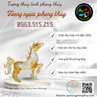 Tượng ngựa phong thủy bằng thủy tinh quà tặng phong thủy trang trí, trưng bày phòng khách, kích tài lộc, may mắn