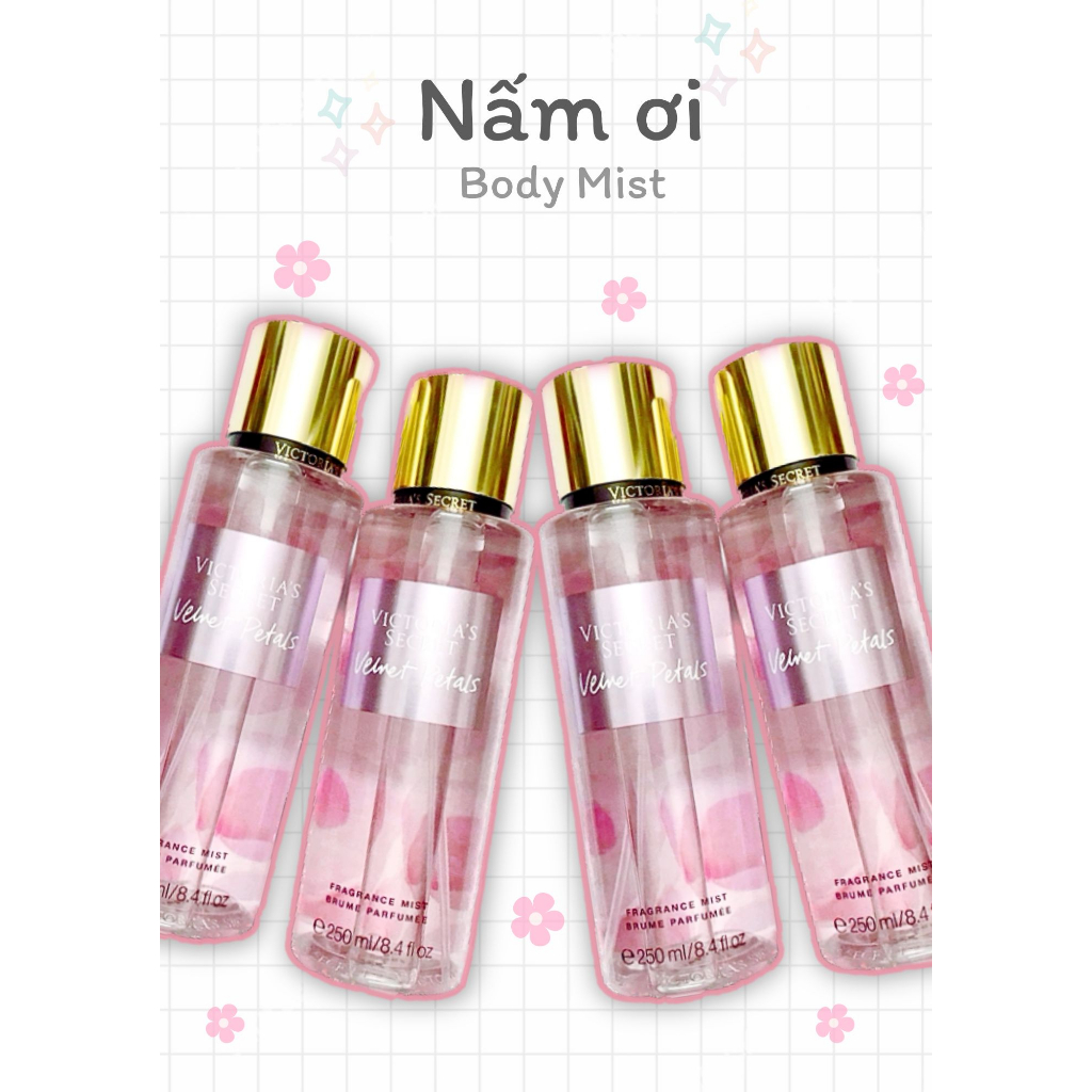 Xịt thơm toàn thân - 𝐕𝐄𝐋𝐕𝐄𝐓 𝐏𝐄𝐓𝐀𝐋𝐒 - VICTORIA'S SECRET