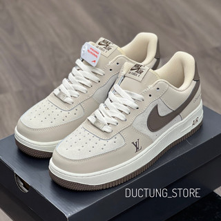 Giày air foce1 low custom lv white brown - giày af1 lv nâu nhạt lai au