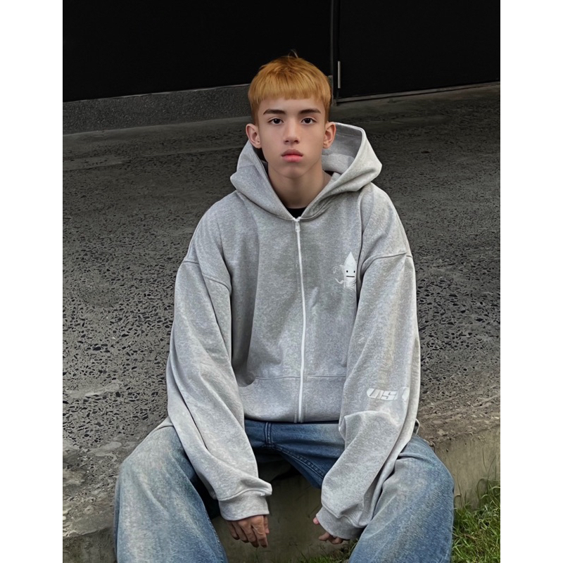 LOGO FULL ZIP HOODIE áo khoác chân cua dày khoá kéo