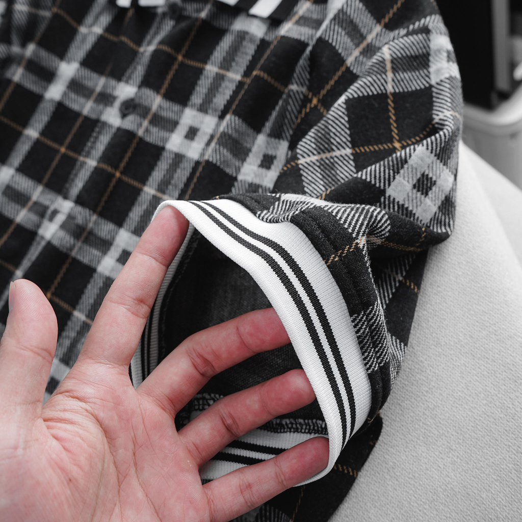 Bigsize -  Áo thun polo bố Caro đen dành cho nam Big Men 85-135kg