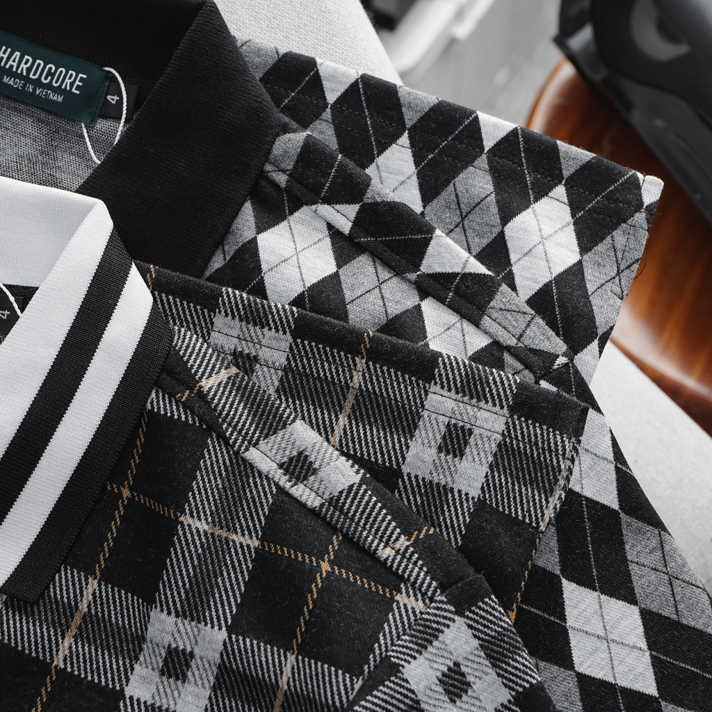 Bigsize -  Áo thun polo bố Caro đen dành cho nam Big Men 85-135kg