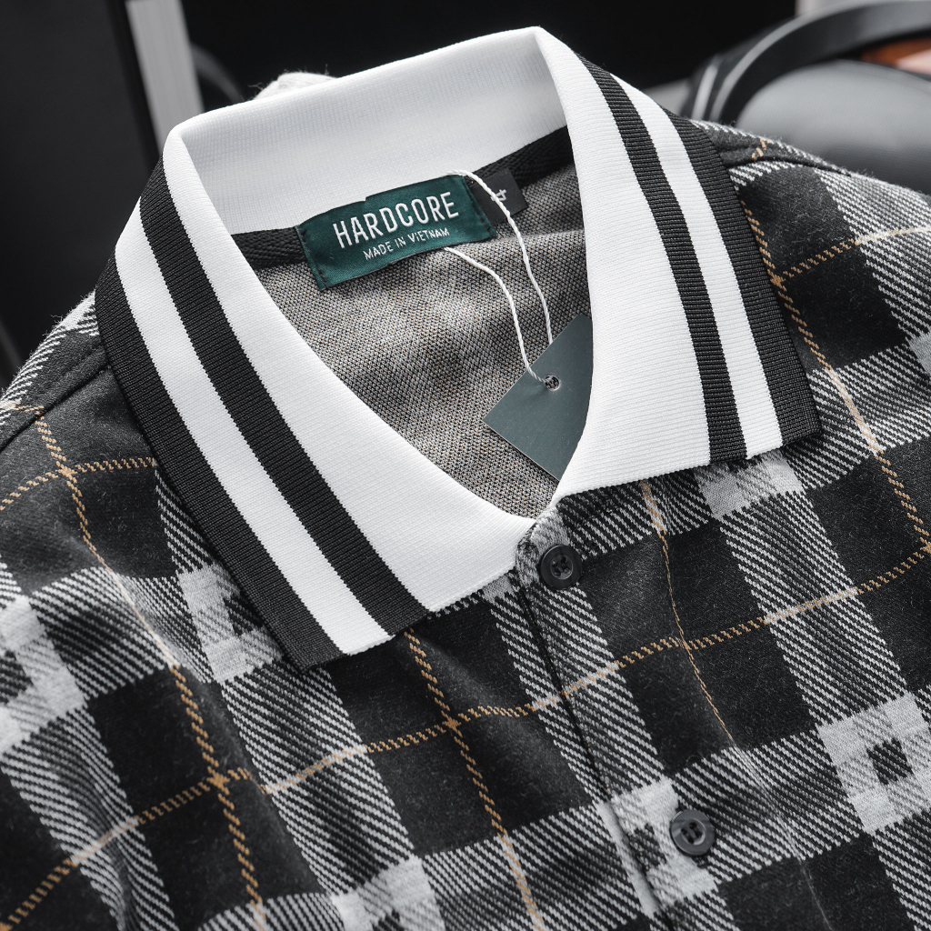 Bigsize -  Áo thun polo bố Caro đen dành cho nam Big Men 85-135kg