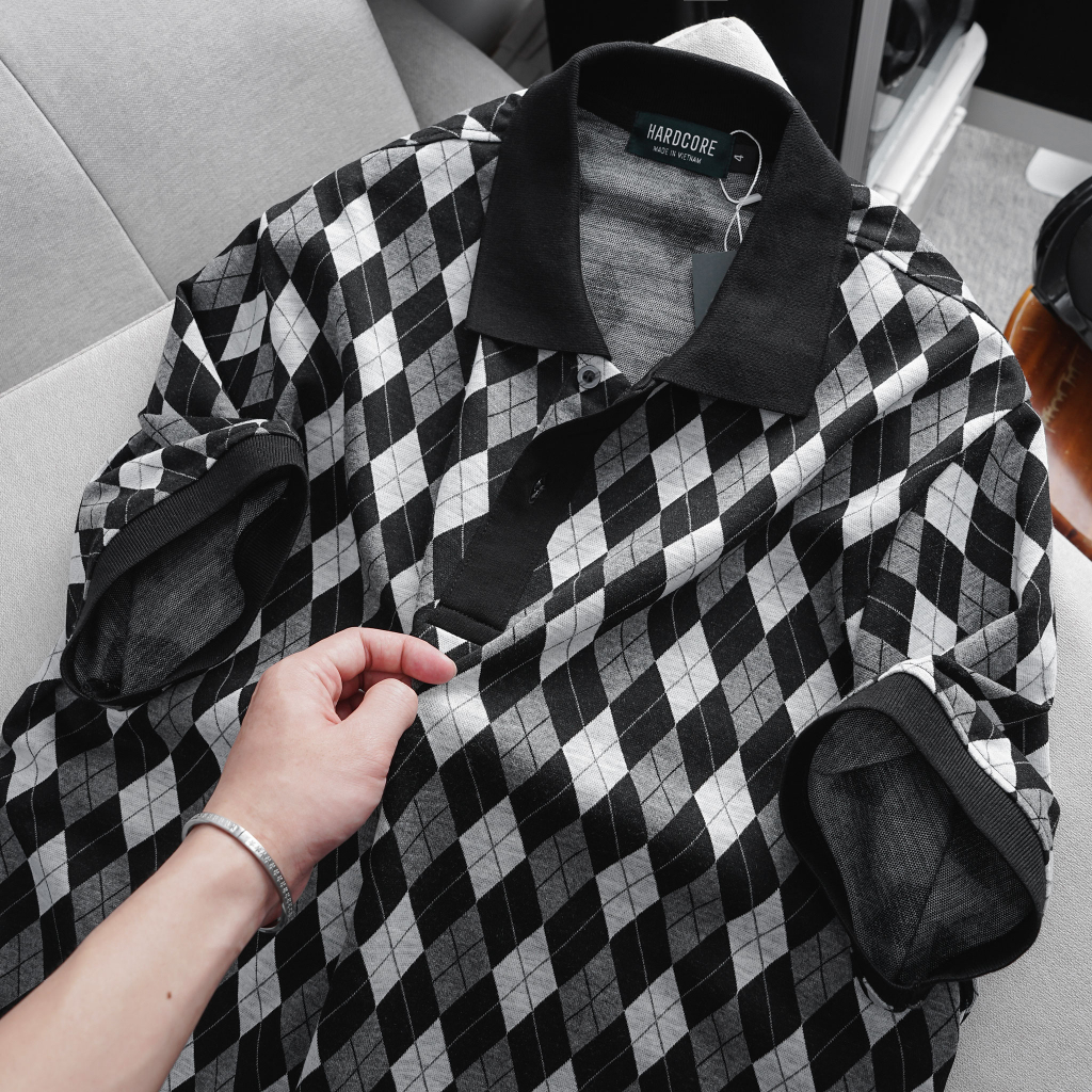 Bigsize -  Áo thun polo bố Caro đen dành cho nam Big Men 85-135kg