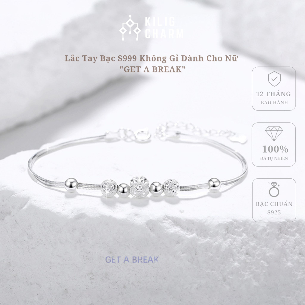 Lắc tay bạc S999 vòng tay không gỉ màu "Get A Break" sang trọng dành cho nữ freesize - KiligCharm KC10