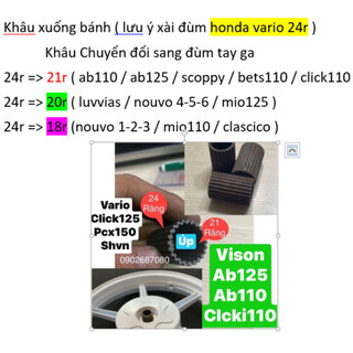 KHÂU XUỐNG CANH BÁNH MÂM CỐT XE VARIO LÊN VISION CLICK AB125 MIO125  AB110 MIO 110 ( 24 /21 / 20 / 18  răng )