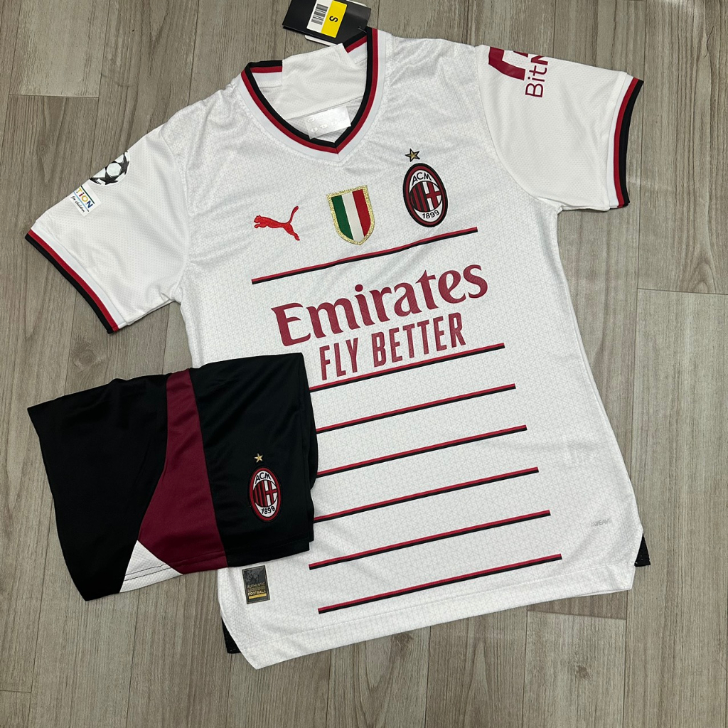 Áo Bóng Đá CLB AC Milan Ngắn Tay Sân Khách 23/24 - Chuẩn Mẫu Thi Đấu - Vải Polyester Gai Thái