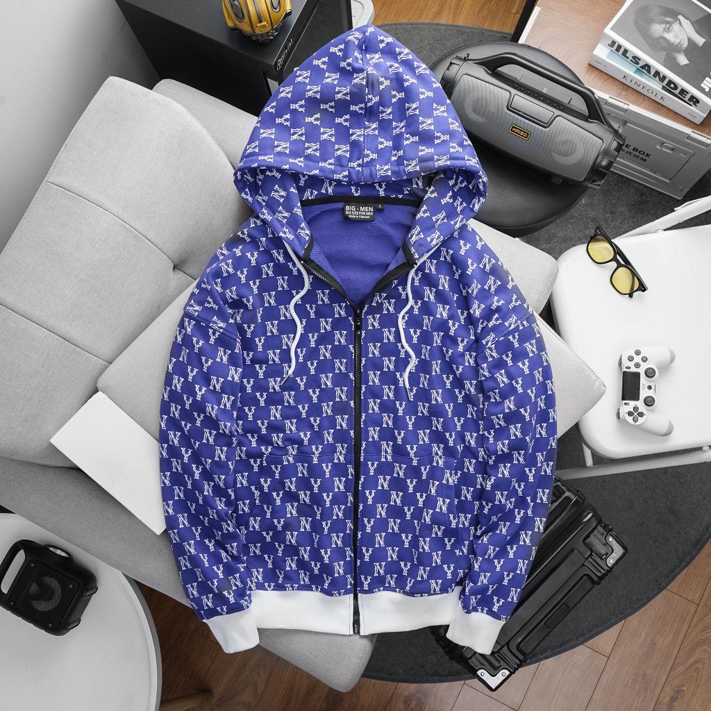 Bigsize - Áo khoác vải cua in toàn  thân N Y unisex form big size 85-130kg