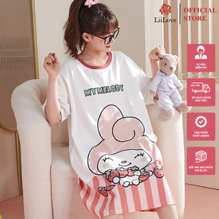 Váy Dáng Suông Mặc Ở Nhà Đầm Ngủ Mặc Nhà Cotton Dạo Phố Xinh Xắn, Dễ Thương Cho Các Bạn Nữ LIILOVE Mã V
