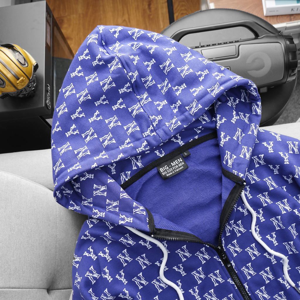 Bigsize - Áo khoác vải cua in toàn  thân N Y unisex form big size 85-130kg