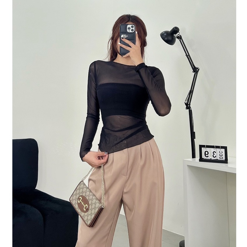 Set áo loang cổ tròn dài tay kèm áo quây nữ - Thun kiểu mix 2s bánh bèo tiểu thư hotgirl cá tính phong cách hàn quốc đẹp