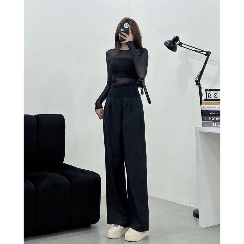 Set áo loang cổ tròn dài tay kèm áo quây nữ - Thun kiểu mix 2s bánh bèo tiểu thư hotgirl cá tính phong cách hàn quốc đẹp