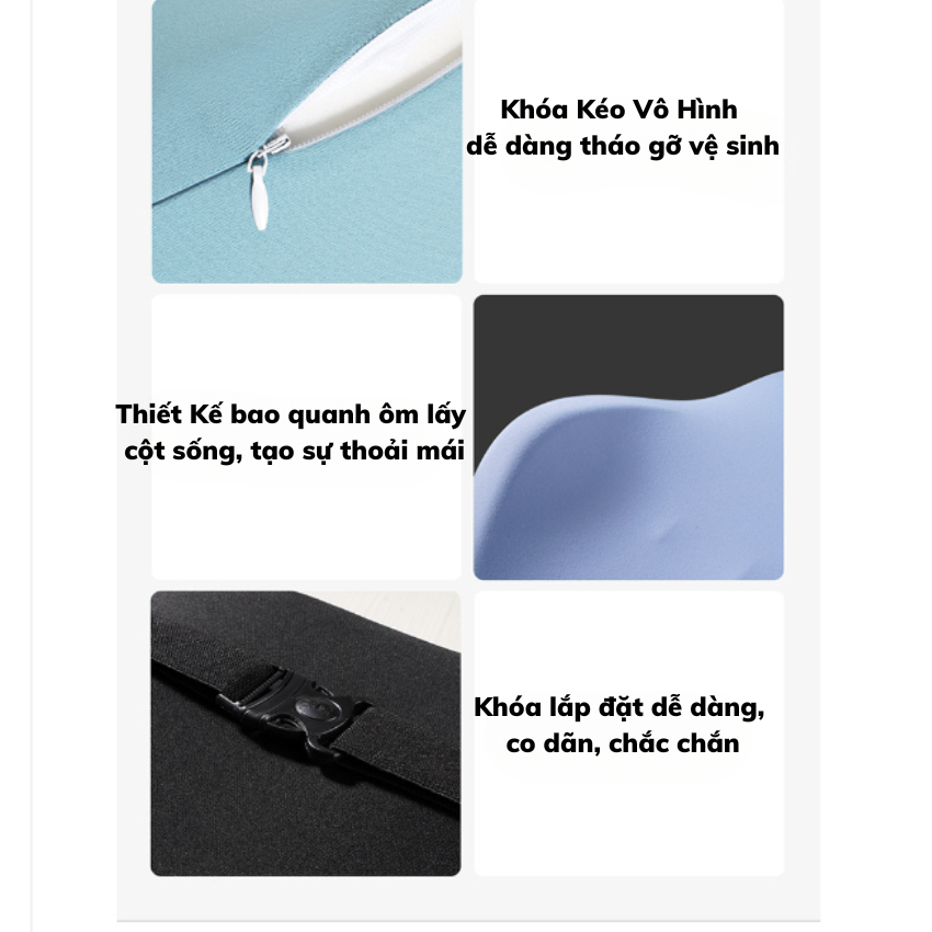 Gối Đầu Và Tựa Lưng Ôtô,Thiết Kế Mới Ôm Sát Đường Cong Thắt Lưng,Thoải Mái Cổ Vai Tạo Cảm Giác Thoải Mái Khi Lái Xe-BOGi