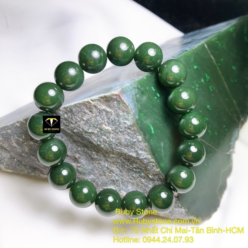 Vòng chuỗi nephrite xanh đậm đẹp