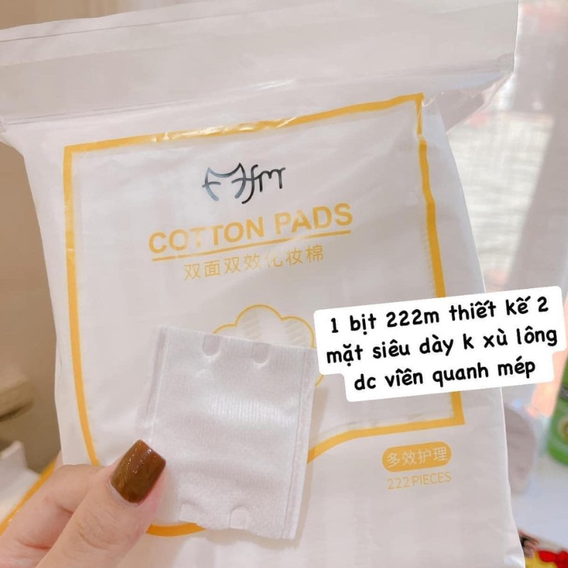 Bông Tẩy Trang Cotton 222 Miếng Siêu Thấm Hút, Mềm Mại Cho Da