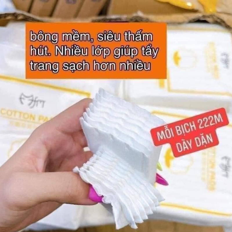 Bông Tẩy Trang Cotton 222 Miếng Siêu Thấm Hút, Mềm Mại Cho Da