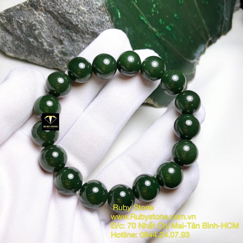 Vòng chuỗi nephrite xanh đậm đẹp