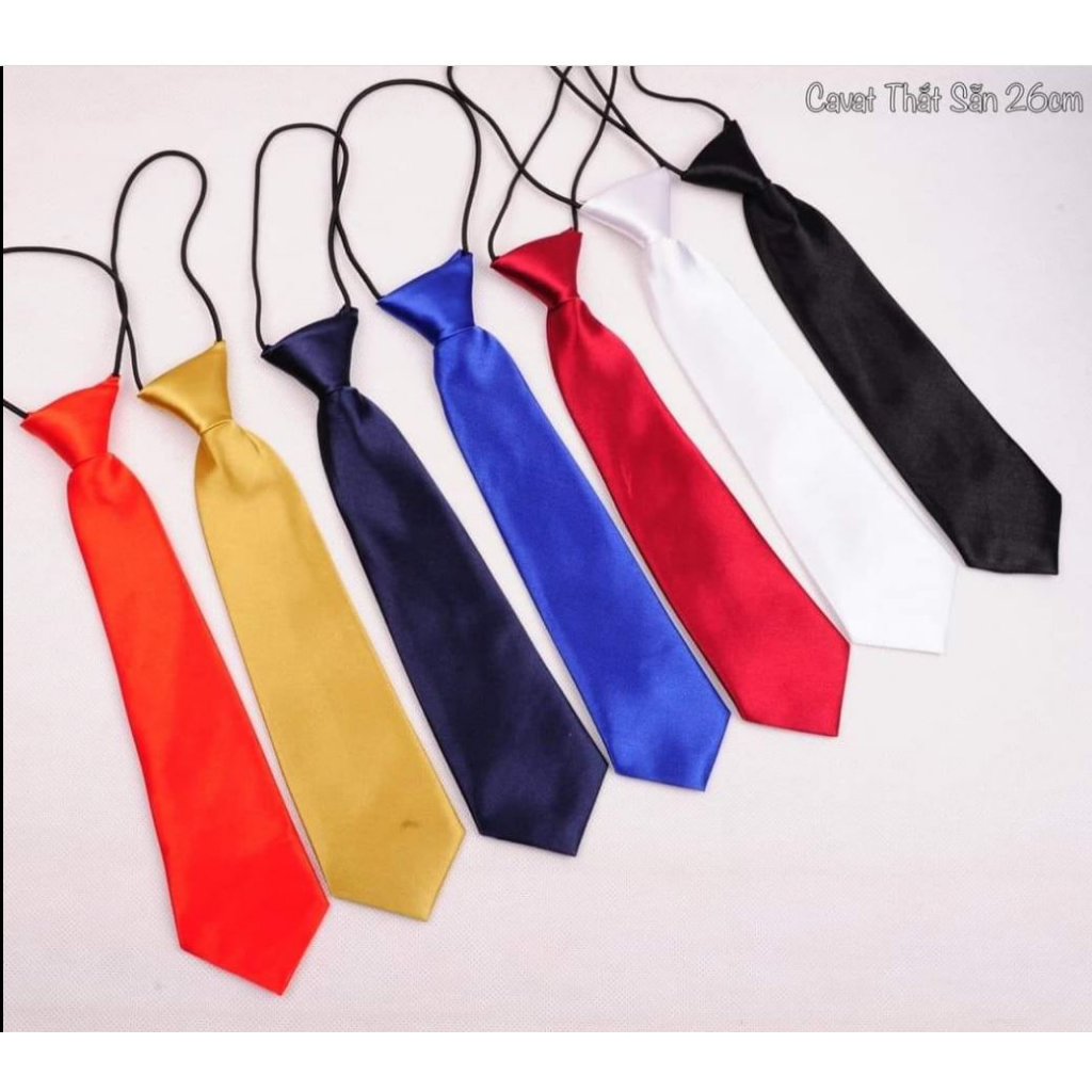 🍄26cm - Cavat Trẻ Em Đủ Màu, Canavat Thắt Sẵn Dành Cho Trẻ Em Màu Đen, Đỏ, Xanh Than, Đỏ Đô
