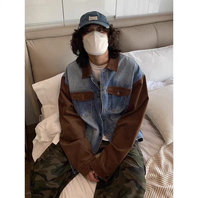 Áo jackt bò phối da lộn