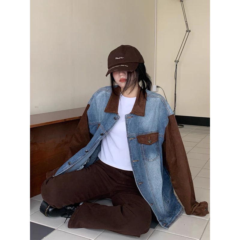 Áo jackt bò phối da lộn