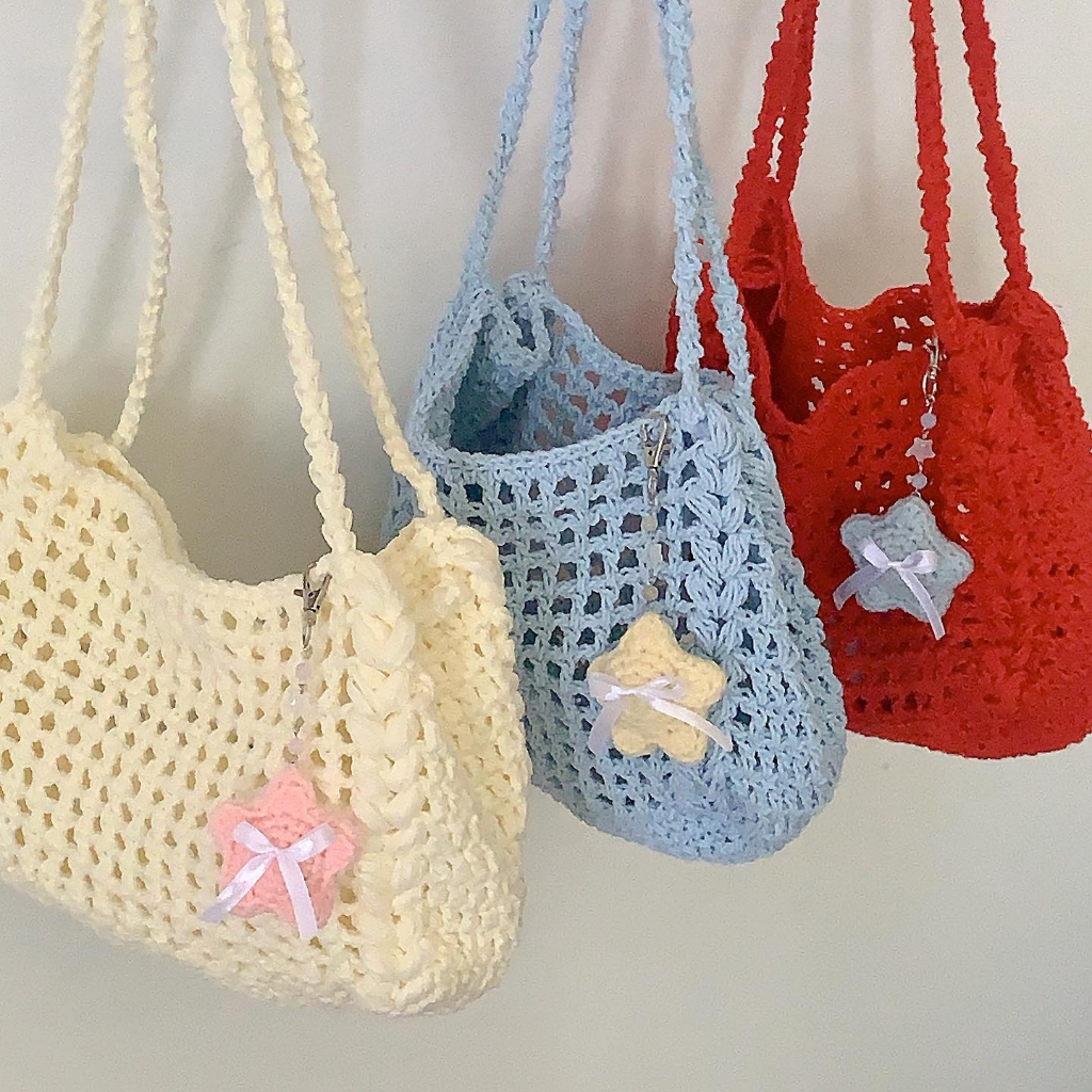 Móc khóa ngôi sao may mắn  đan len GND handmade