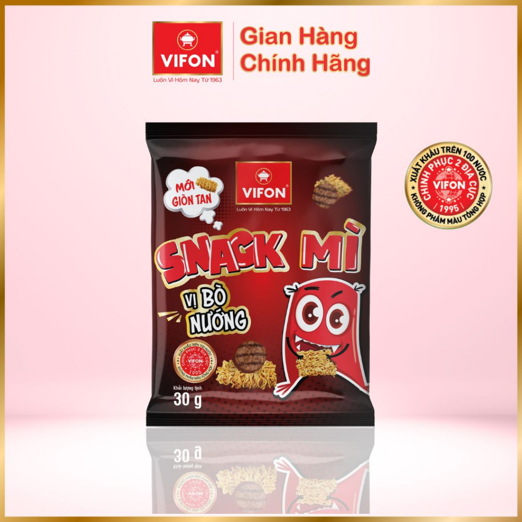 Thùng 24 gói Snack Mì Hải Sản/ Phô mai/ Bò nướng VIFON 30gr/ Gói