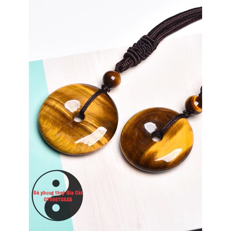 Mặt đồng điếu đá mắt hô thach anh mắt hô nâu vàng kiểm định kèm dây