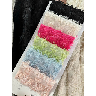 Vải dạ tweed tua rua nơ