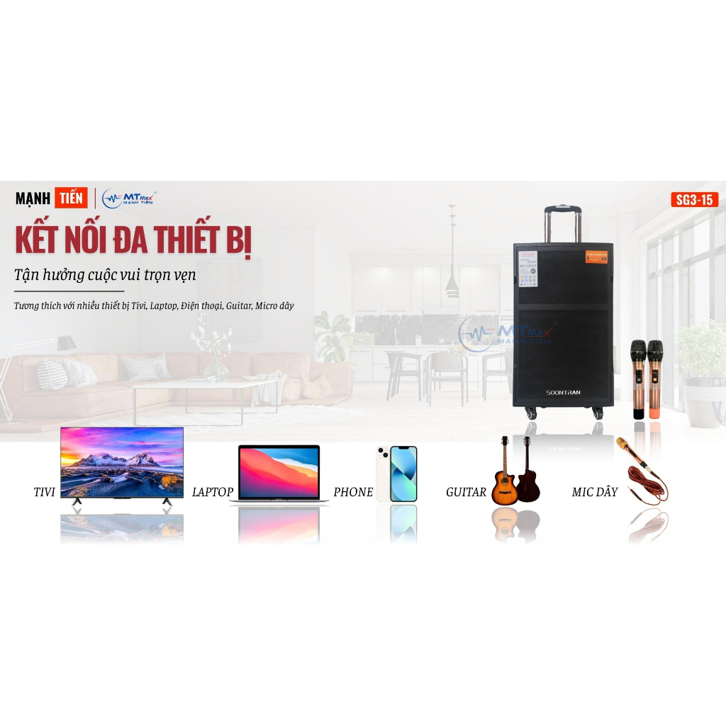 Loa Kéo Karaoke Có Micro Hay Bậc Nhất Soontran SG315 Bass 35cm Công Suất Lớn 600W Tùy Chỉnh Bass, Treble, Echo, Delay