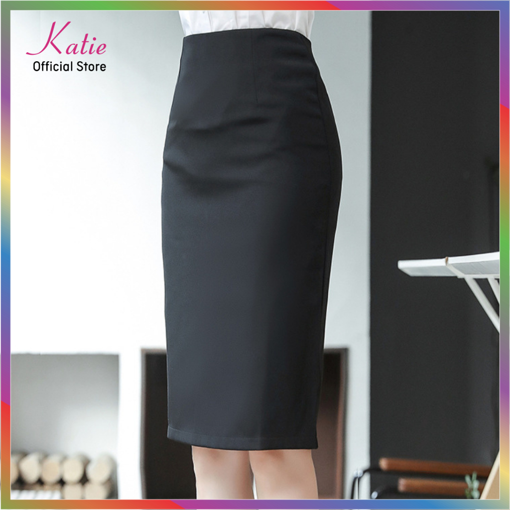 Chân Váy Công Sở Katie, Váy Bút Chì Dáng Dài Qua Gối, Váy Bó, Cạp Cao  Form Ôm Body  BigSize Đến 80kg, Co Giãn 4 Chiều