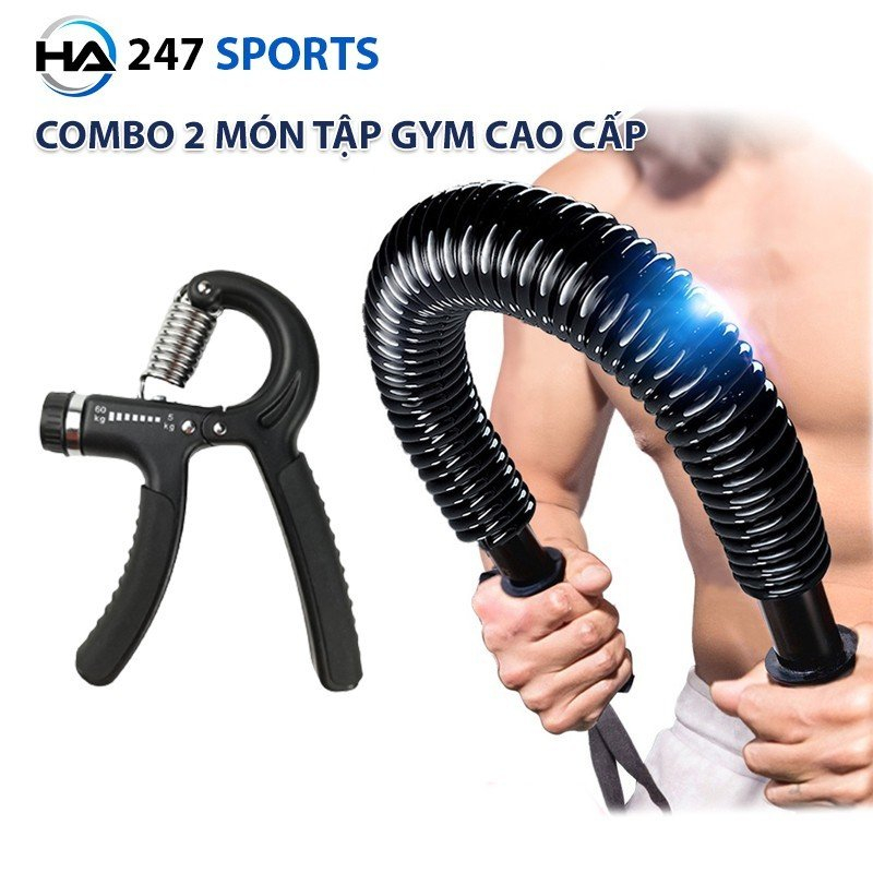 Gậy bẻ tập cơ tay ngực vai thanh lò xo + Tặng kìm bóp tay. lực bẻ 20kg 30kg 40kg 50kg phù hợp luyện tập thể thao tại nhà