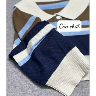 Áo len kẻ cổ bẻ hàng QC