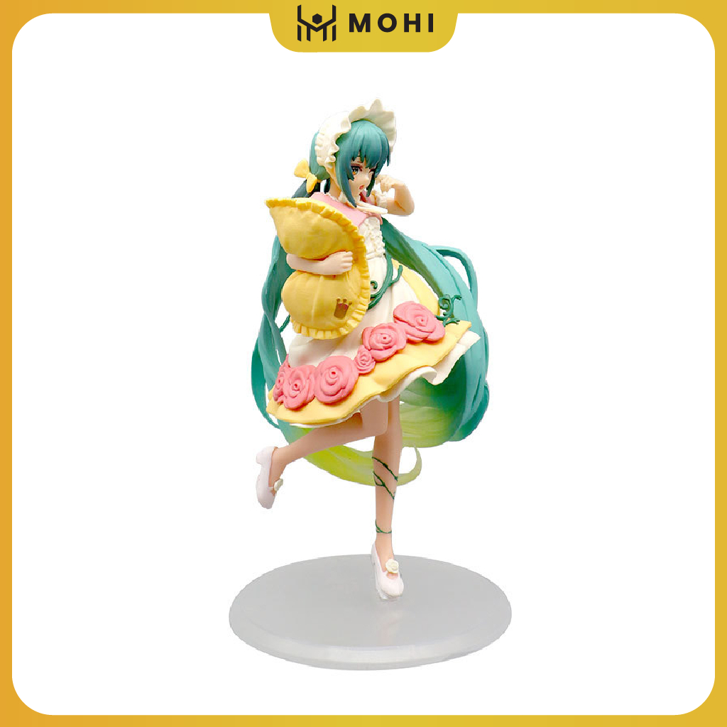 - Mô hình Hatsune MIKU ôm gối ngủ dễ thương cao 20cm, mô hình trang trí