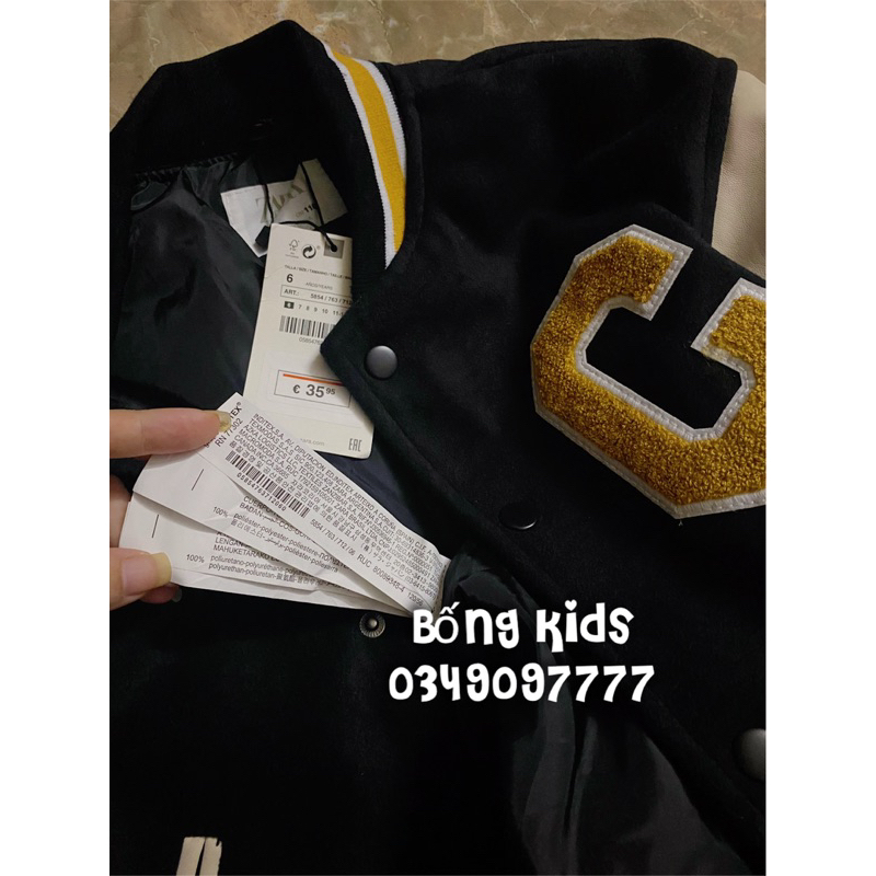 Áo Bomber Bé Trai & Bé Gái Chữ C Đen ZR