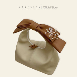  Túi Chow bag Hérisson màu Kem + nơ nâu bò 