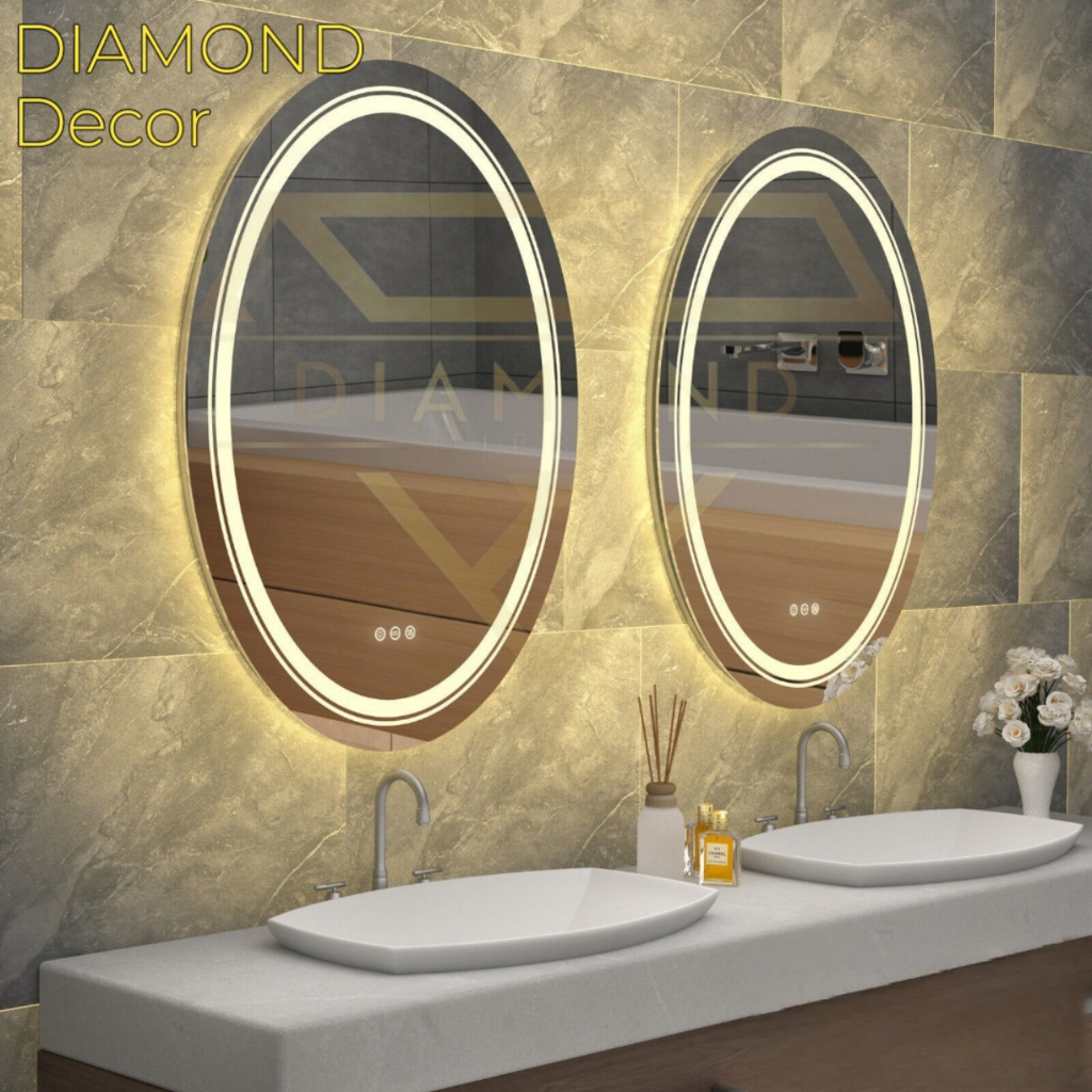 Gương LED Elip Cảm Ứng Cao Cấp Treo Tường, Gương LED DIAMOND MIRROR, EL-PM2V