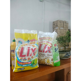 Bột Giặt LIX 5,5KG kẹp Rửa chén  hương chanh, hương nước hoa, hương hoa