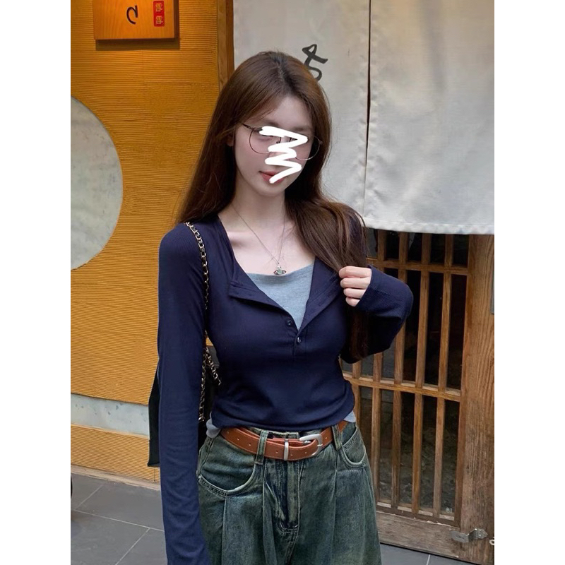 Áo thun dài tay mix màu baczic xinh hàng QC -SinNa