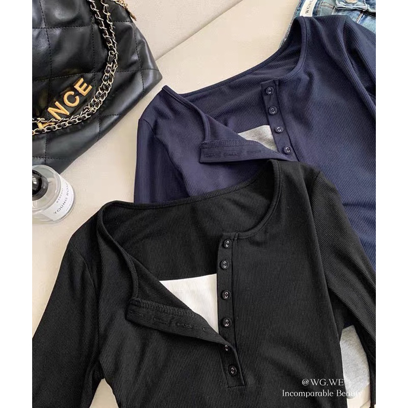 Áo thun dài tay mix màu baczic xinh hàng QC -SinNa