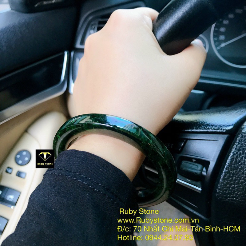 Vòng bản jadeite sơn thuỷ type A cá tính